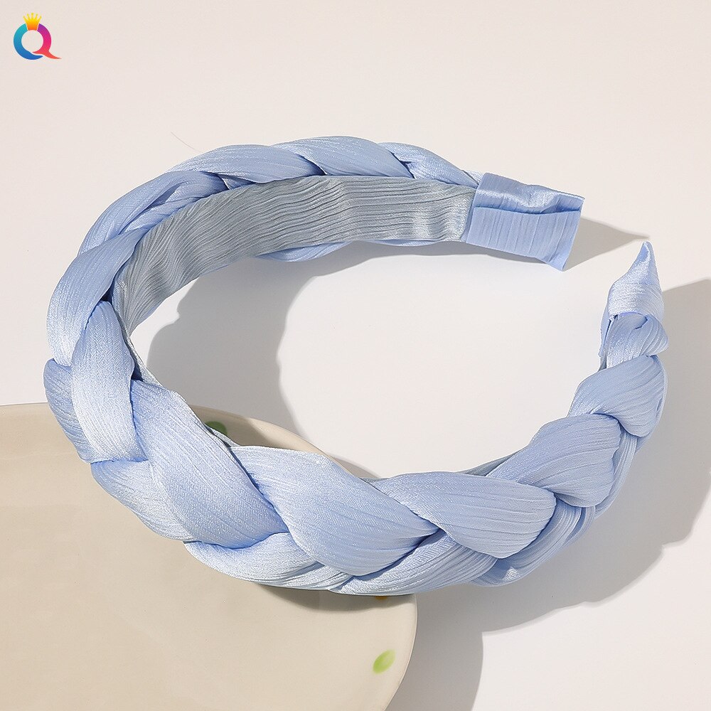Bandeau tressé pour cheveux, couleur unie, accessoire de coiffure pour femmes et filles: 3