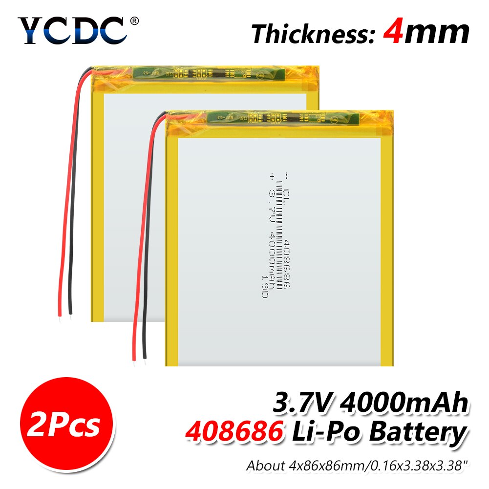 Batteria Li-ion Polimero - 3.7V 4000mAh - Batteria Sostitutiva Ricaricabile per Altoparlanti, DVR, GPS, MP3: 2 pz