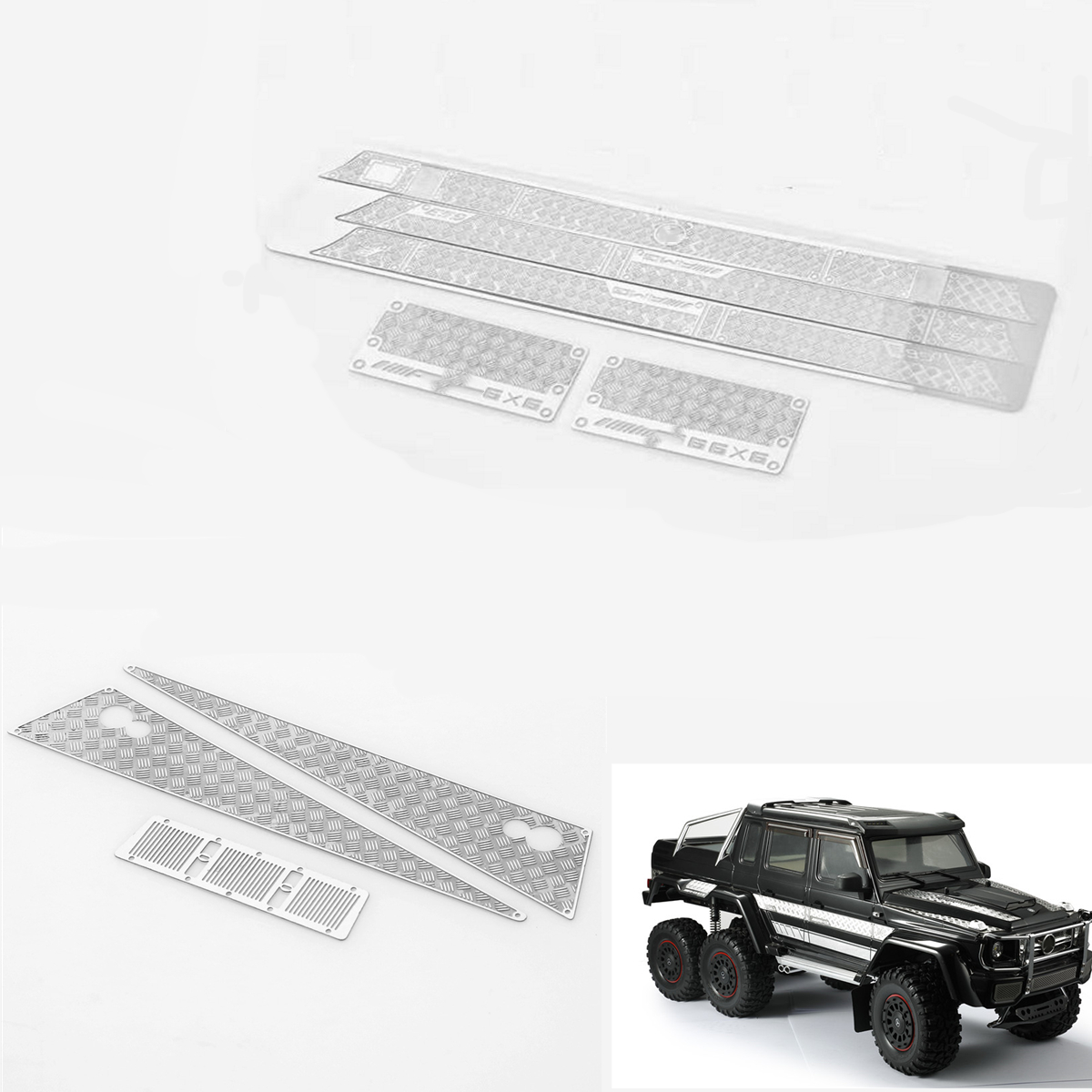 Trx -6 g500 g63 edelstahlblech-antirutschplatte für die motorhaube des 1/10 rc trx 4 crawler 6 cars
