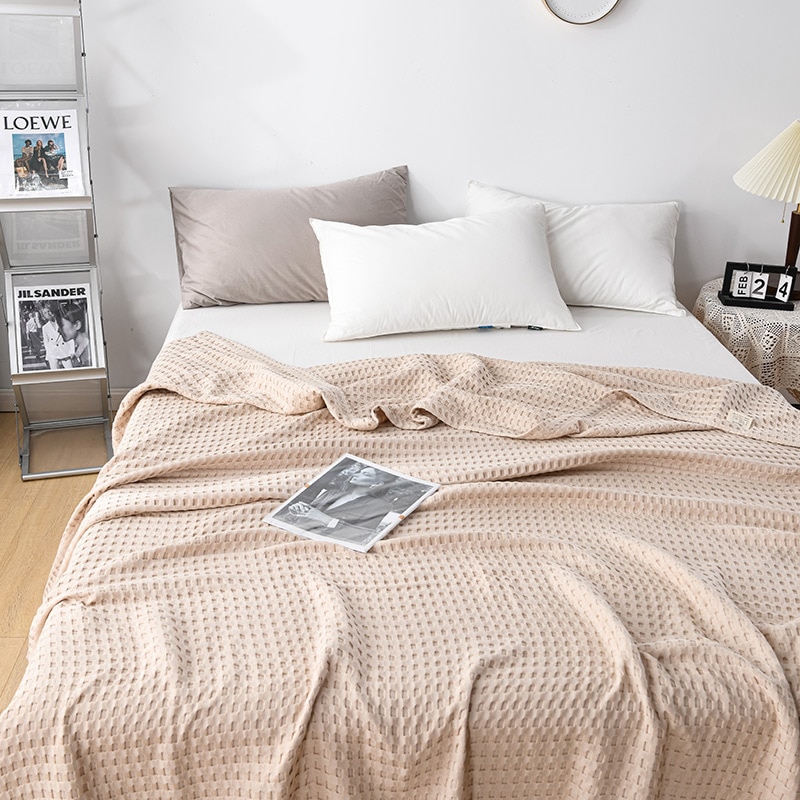 Wafel Plaid Katoenen Deken Voor Bed Gaas Dunne Handdoek Quilt Queen Koning Gewatteerde Sprei Deken Gooi Slaapbank Cover Beddengoed