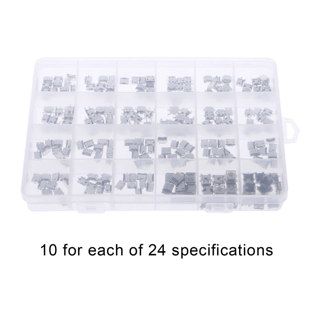 USB Patch Connector Micro USB Connector Socket Jack USB Connectors Set for MP3/4/5 For Android Mobile Phone: 10for each of24size