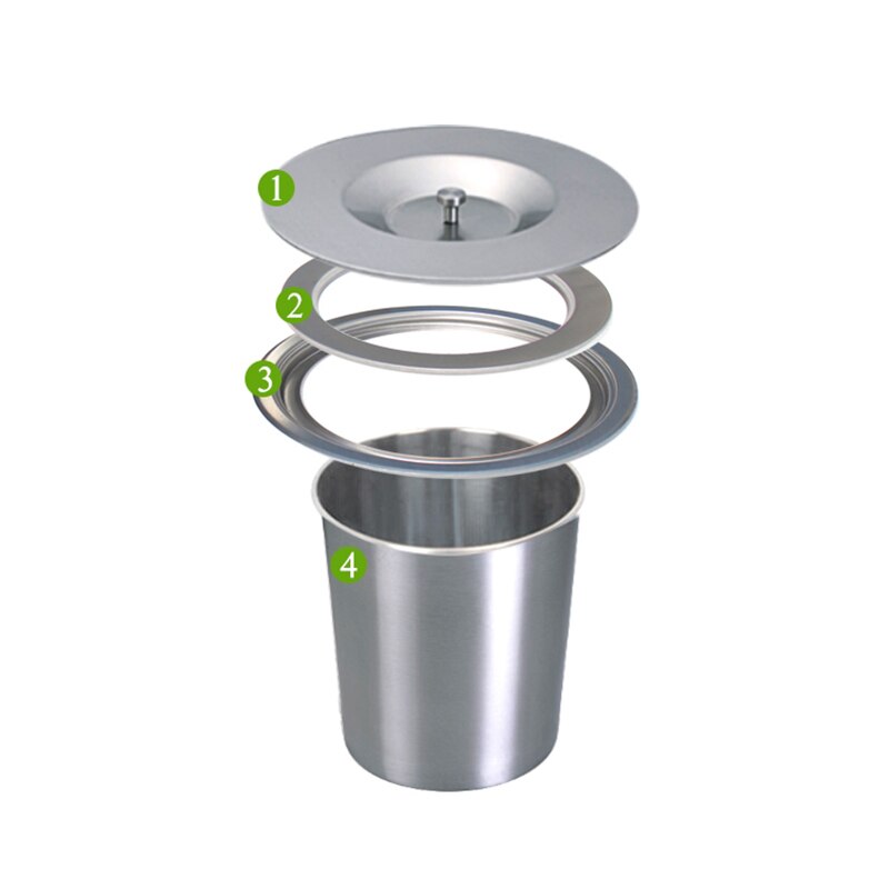 8L Kitchen Cabinet Countertop Built-In Stainless Steel Trash Can Flush Recessed Dustbin Eco-Friendly Hidden Embedded Trash Bin