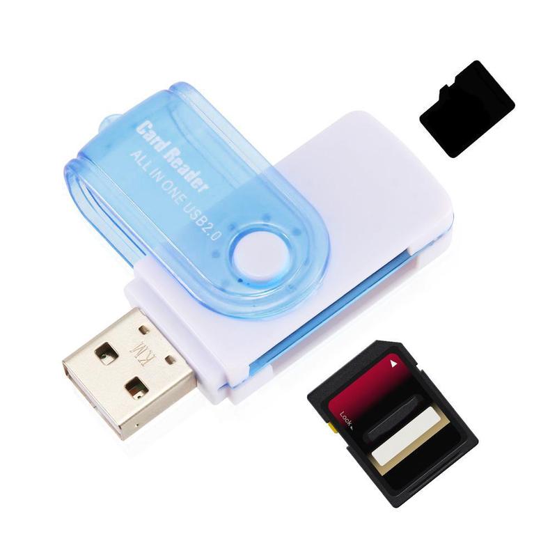 Rotating 4-in-1 multi-function card reader Universal one SD slot promotional multi-hole reader H3A9