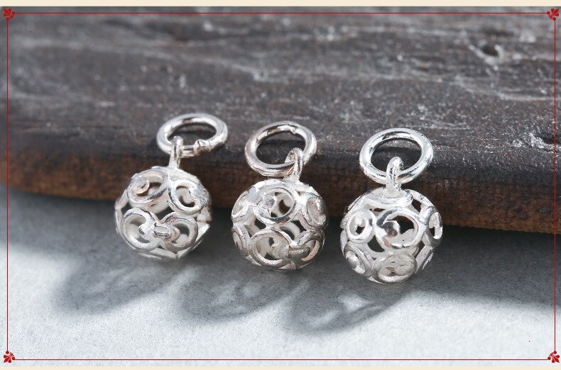 925 Sterling Silber Hohl Handwerk Ball Reize 8x14mm Schmuck Machen Perlen Mit Schleife Silber Anhänger DIY Halskette zubehör