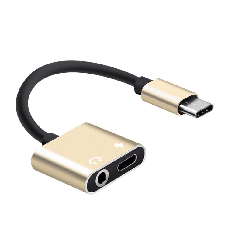 Usb Type C Male Naar 3.5Mm Jack Koptelefoon Adapter Kabel Aux Audio Voor Xiaomi Mi 6 Huawei P20 Mate 20 Pro Type-C Snel Opladen Adapter: Goud