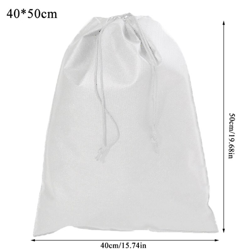 Non-Woven Fabric Drawstring Bags Home Laundry Shoe Travel Portable Pouch Drawstring Tote Bag Organizer: white 40x50cm