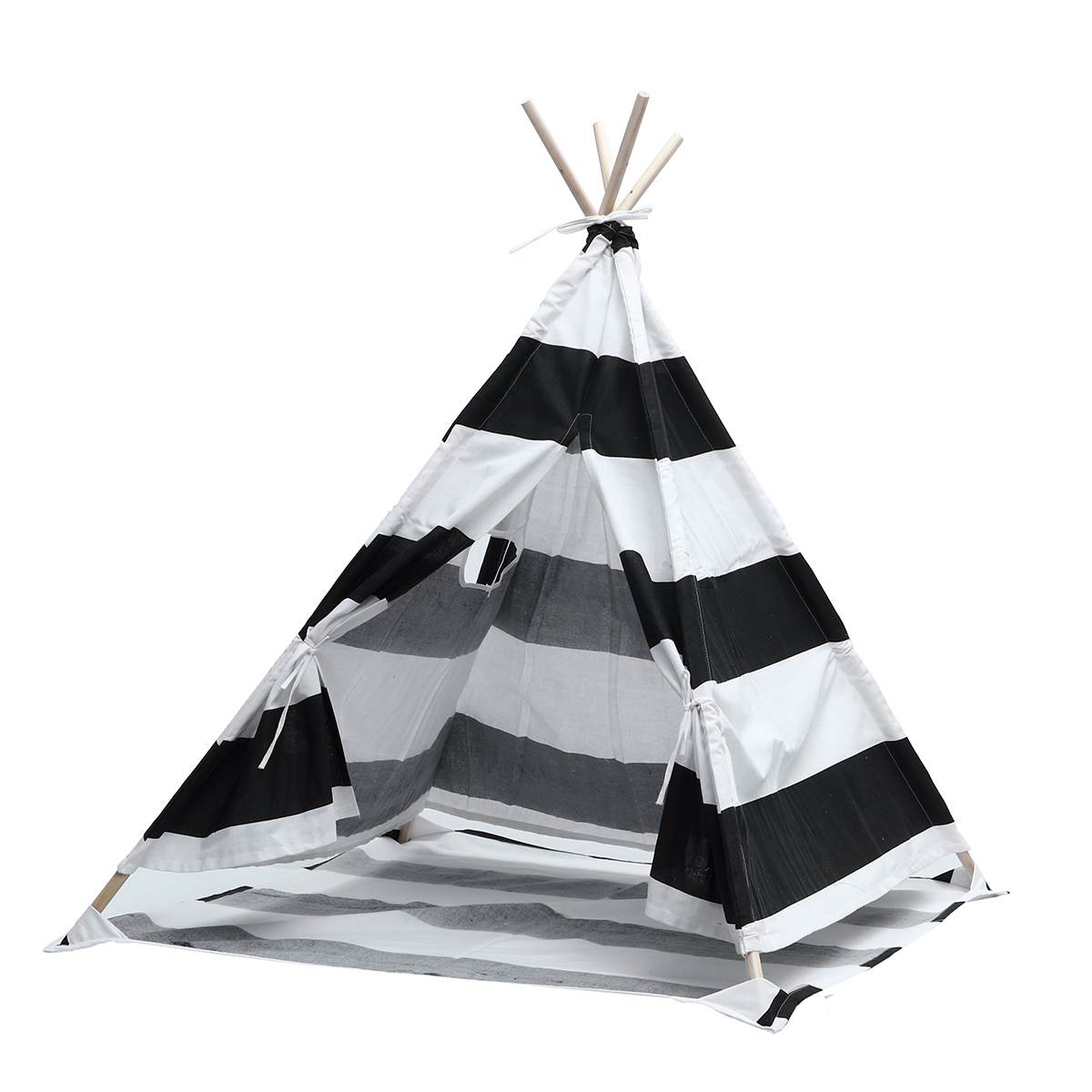 Children's Tent Teepee Playhouse For Kids Portable Infantil House For Children Cabana Kids Tents Decoration Carpet Newborn Photo: 02 White Black 1.8m