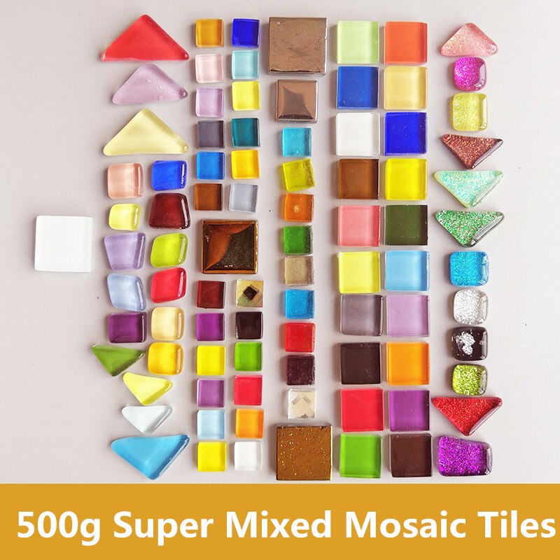 500g Super Mixed Mosaic Tiles Different Size &amp; Shape Glass Mosaic Tiles DIY Craft Mosaic Stone