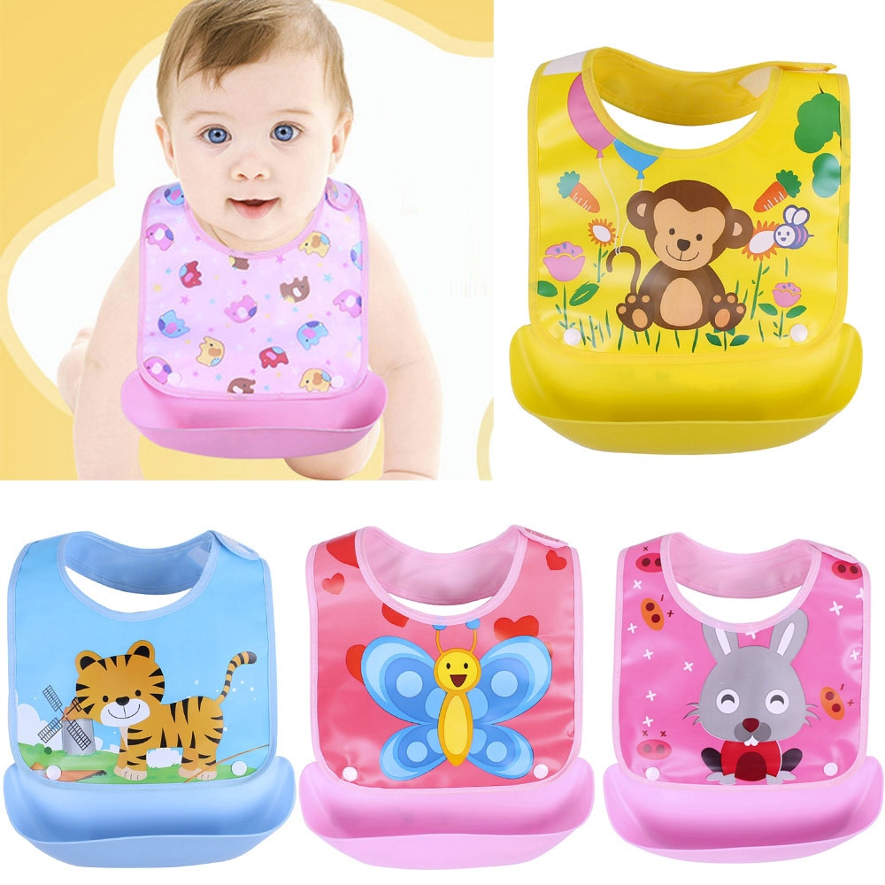 Detachable Bibs Kids Boys Baby Cartoon Cute Girls Waterproof Feeding Apron Saliva Towel Bib Smock Baby Bibs Casual Towel