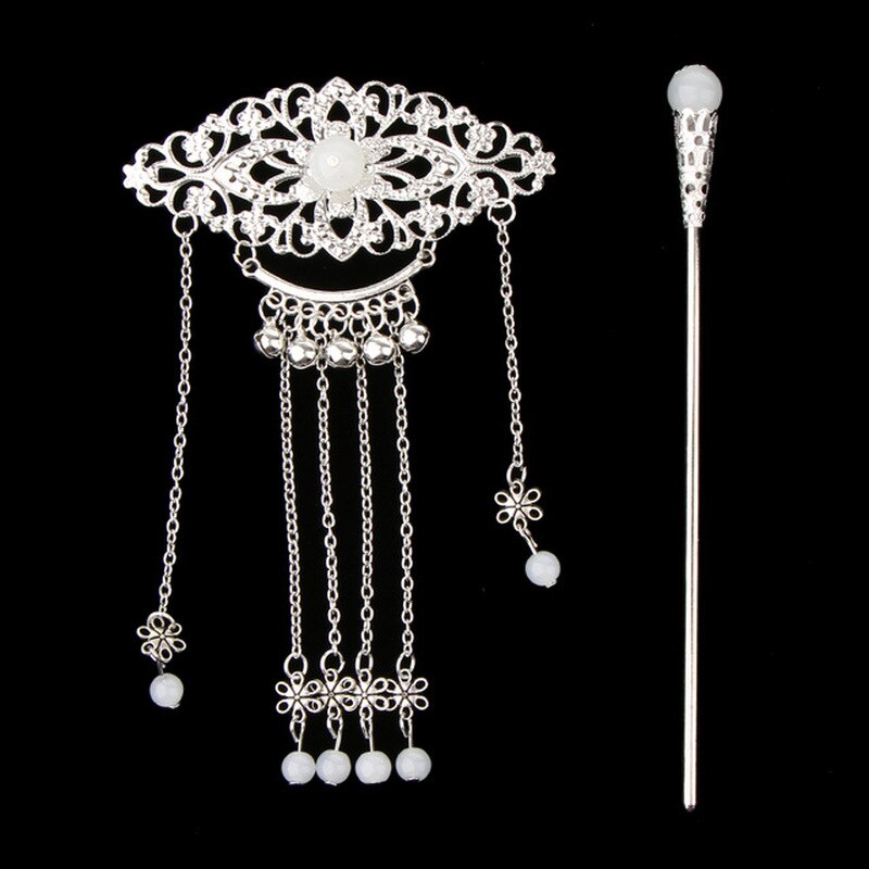 Women Retro Traditional Chinese Wedding Floral Tassels Bells Hair Stick Chopsticks Headwear Hairstick Jewelry