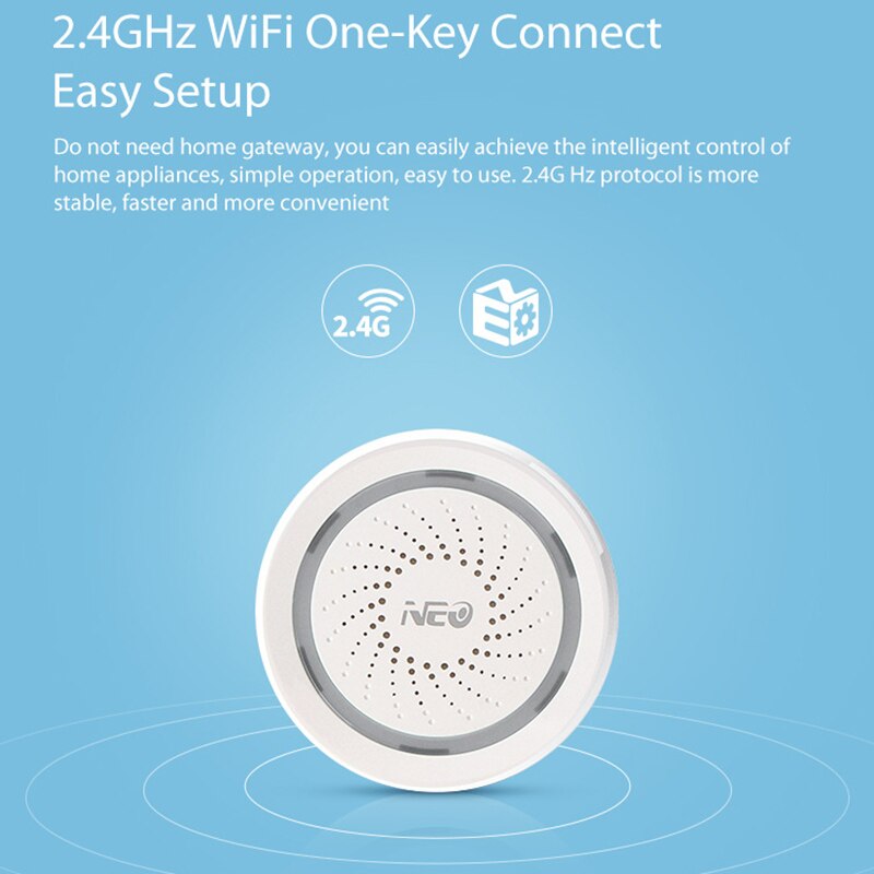 WiFi Alarm Remote Control 100Db Loud Siren Work with Echo Alexa Google Home IFTTT for Home Hotel Office