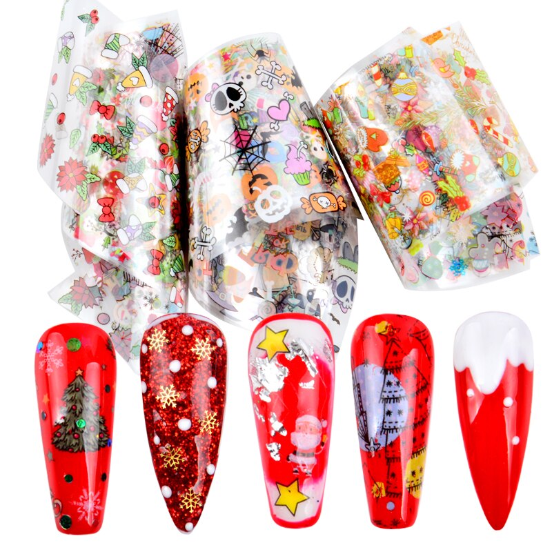 1 set rol bloemen nagelstickers retro kerst nagelfolie nageltransfer sticker zoete parijs script nageldesigns manicure