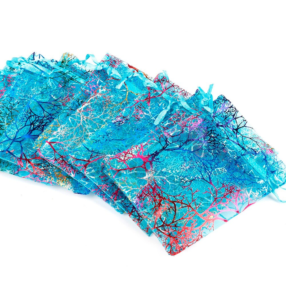 50 sztuk sznurek torby z organzy białe i kolorowe opakowanie na biżuterie torby torby na prezenty ślubne woreczki na biżuterię 7x9cm 9x12cm 10x15cm
