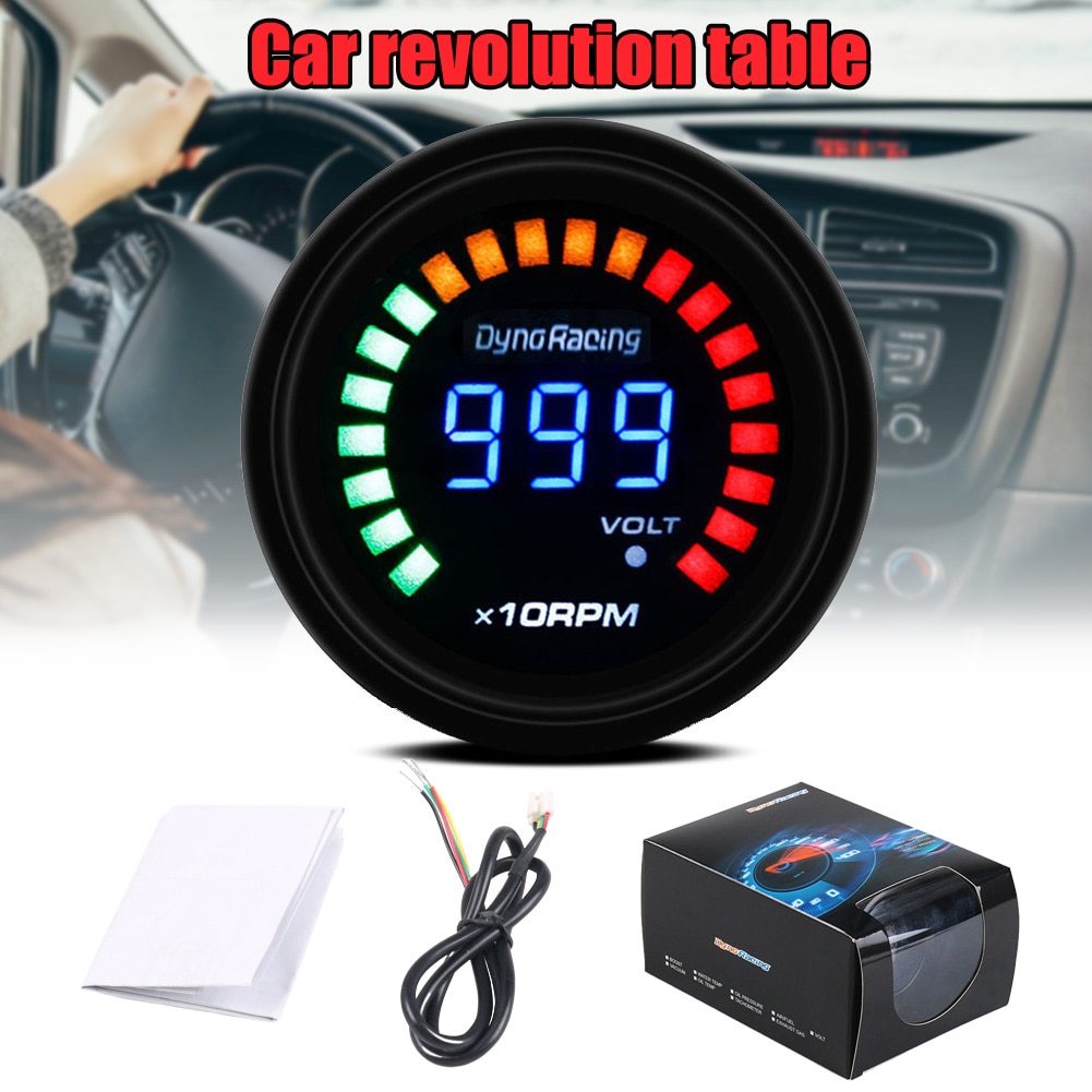 Racing Speed Gauge Tachometer Meter LED Scale Digital Display Car Modification 0-10000 RPM 12V Universal X66