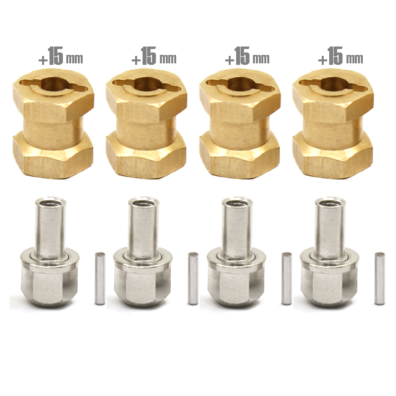 Adaptador de rueda hexagonal de ampliación de eje, 4 Uds., 12mm/15mm/17mm, para coche trepador de control remoto TRX4 RC4WD D90 D110 Axial Scx10 90046 catRC: Gris oscuro