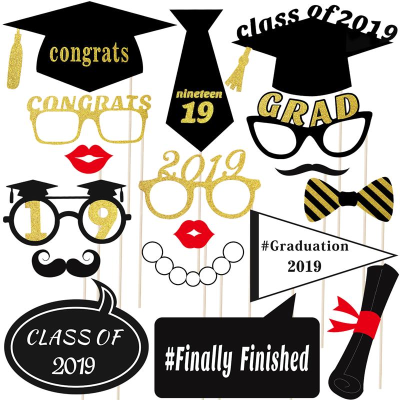 Tinksky 18PCS Graduation Booth Photo Prop Funny Posing Class of Glitter Supply for Senior Prom