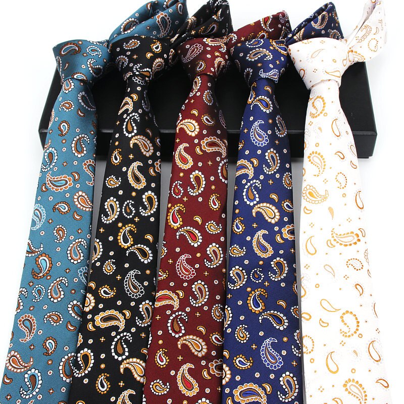 Herre slips smalle slips 6cm klassiske paisley slips til mænd formel business bryllup jakkesæt halstøj jacquard vævede slips