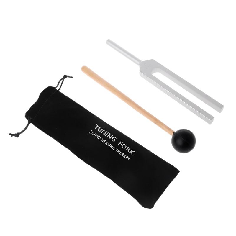 Diapasón de aluminio de 512HZ para chakras, vibración de sonido curativo con bolsa para martillo