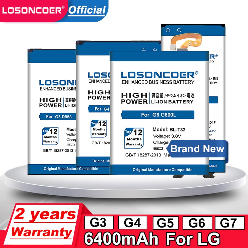 6400mAh BL-42D1F BL-51YF BL-51YF BL-T32 BL-T39 Battery For Original LG G3 G4 G5 G6 G7 Battery D858 D855/H811 H810/H850 H840 H830