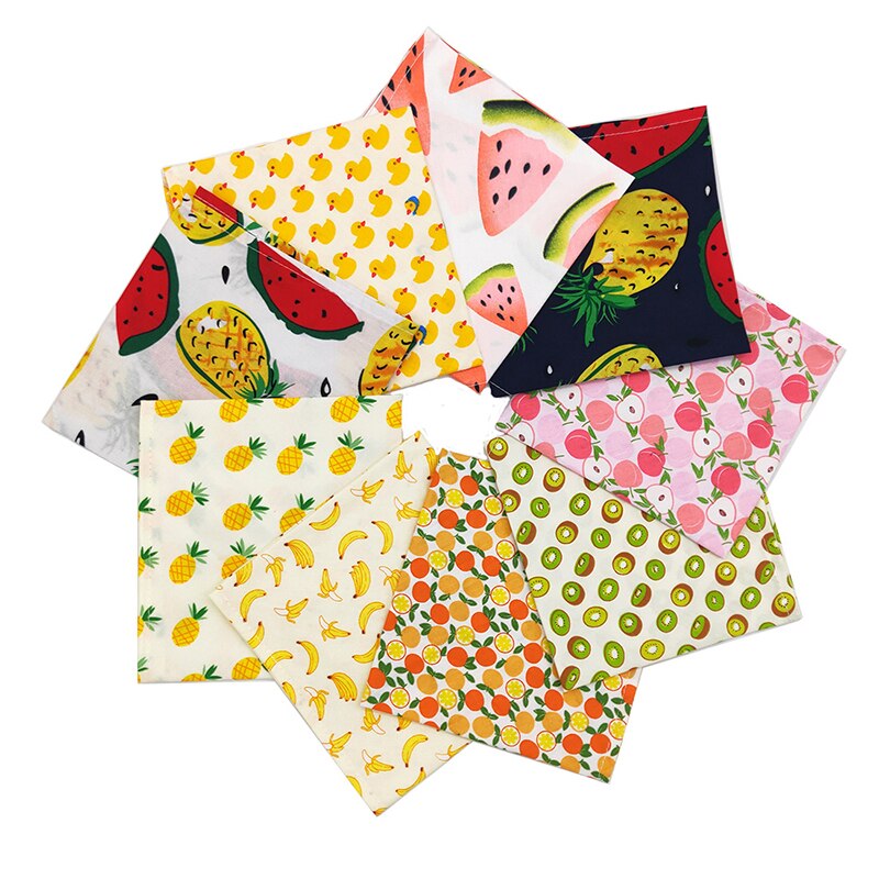 1Pc Bibs Cloth Pet Bandanas Dog Cat Neckerchief Cartoon Fruit Duckling Adjustable Cotton Saliva Triangle Scarf Summer