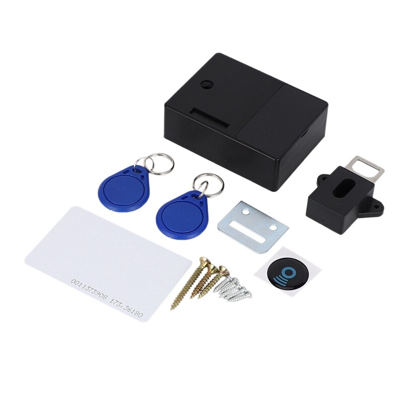 2set RFID Electronic Cabinet Lock DIY for Wooden Drawer Cabinet, Ready for Use & Programmable(Black&White)