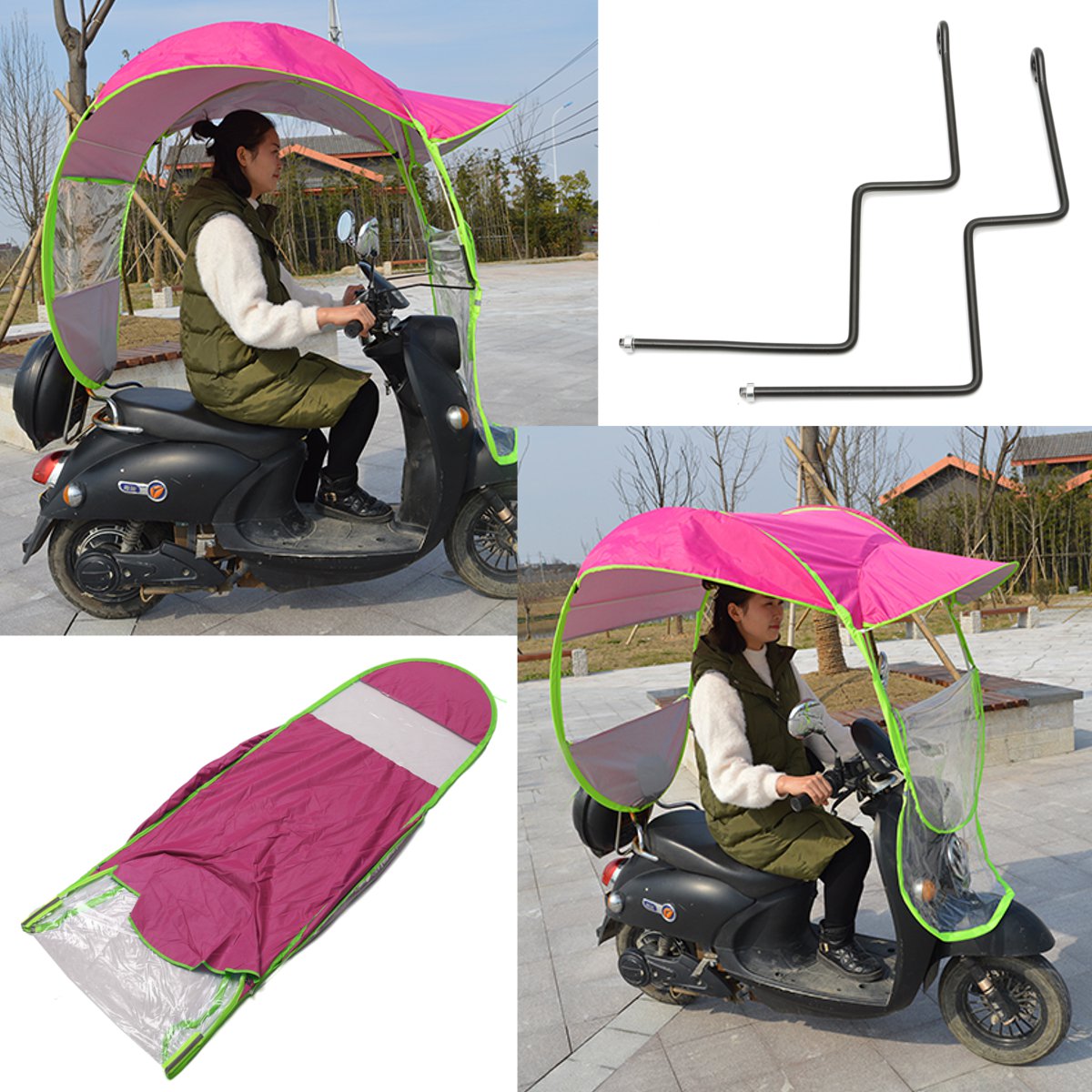 2.8*0.8*0.7m moto scooter capa de chuva da motocicleta elétrica sun sombra guarda chuva do veículo capa de capa de poncho abrigo