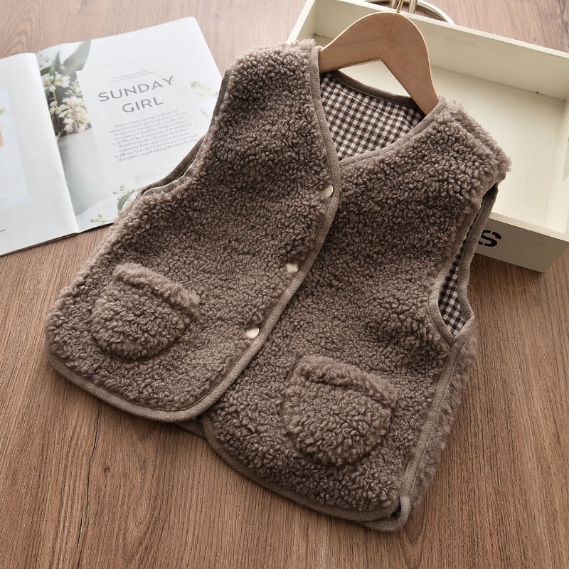 Chaleco superior para niños, primavera y otoño, Cachemira de cordero, chalecos para bebés y niñas, ropa para niños P5824: 2 / 6T