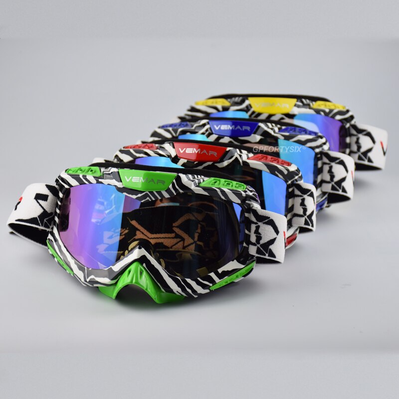 VEMAR Goggles Motorcycle Protective Gears Flexible Cross Helmet Face Mask Motocross Goggles Dirt Bike UTV Eyewear Gear Glasses