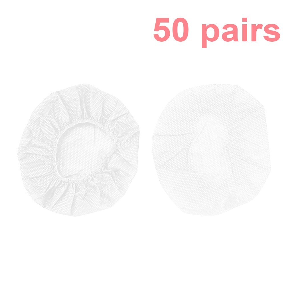 100 pcs Disposable Hygienic Sanitary Earpads Ear pads Dust Covers Cushions Stretchable Fabric for Small Headphones and All Super: White