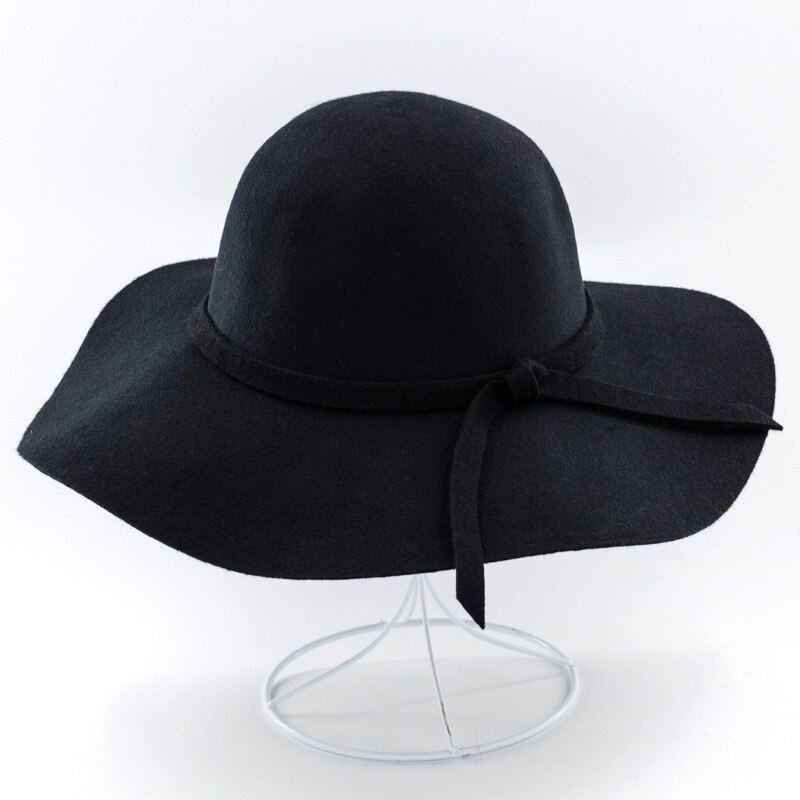 COKK, sombreros elegantes para mujer, sombrero de lana de ala ancha, sombrero negro Vintage para mujer, sombrero redondo para mujer, sombreros de vestir para mujer, invierno Británico