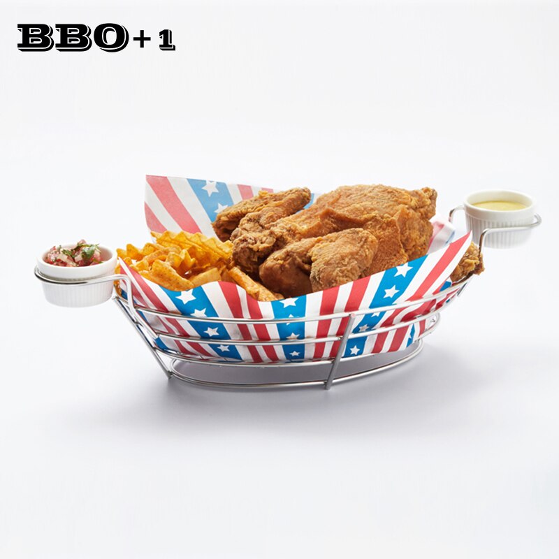 Bread Holder Hamburger Stand Chicken Snack Storage Stainless Steel French Fries Serving Basket Hotel Tableware Fast Food Tray