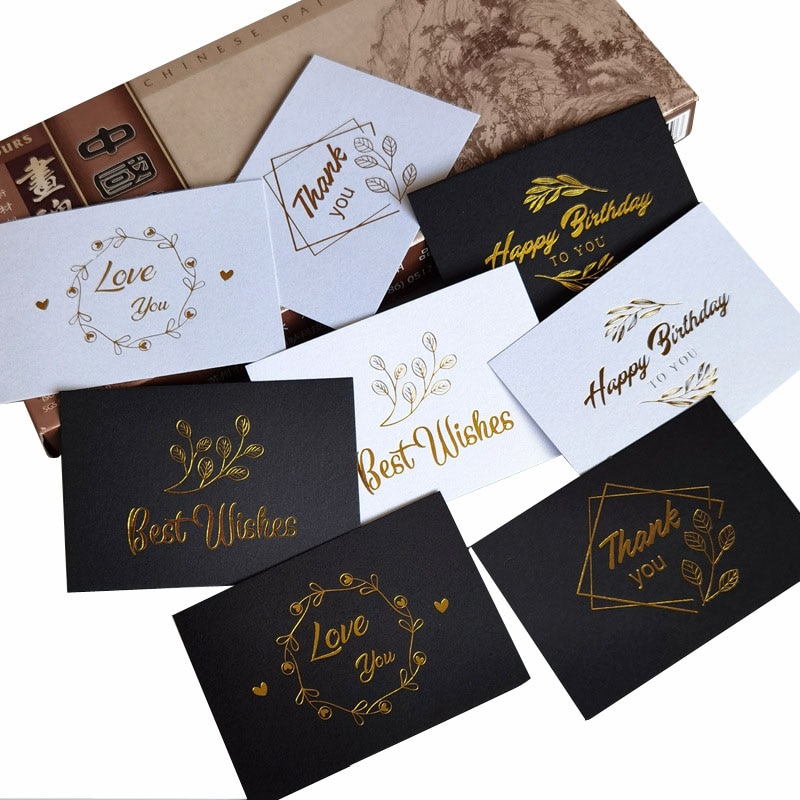 50pc små bronzing enkeltside type gratulasjonskort takkekort bryllup bursdagsfest invitasjoner blomsterbutikk blankt kort