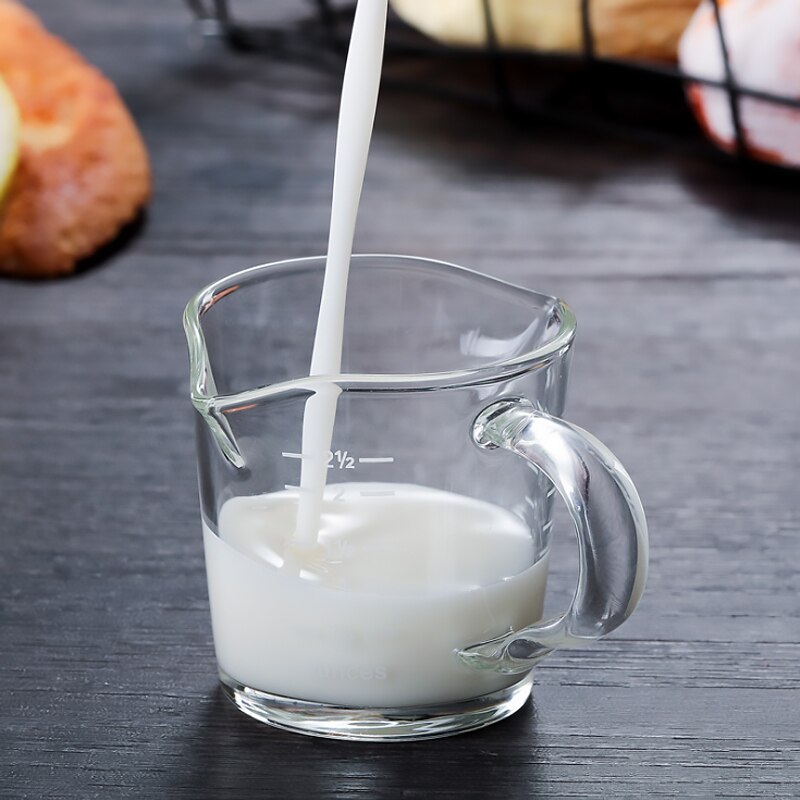 Transparante Mokken Melk Kannen Maatbekers Glazen Maatbeker Kleine Melk Cup Keuken Jigger Voor Espresso Koffie Dubbele-Mouthed