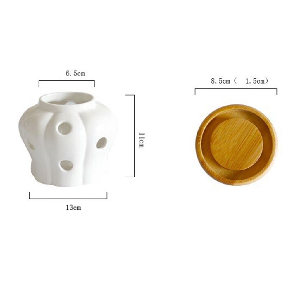 Tarros de almacenamiento de cerámica redondos para ajo y jengibre, recipientes de cocina para sellar ajos, con tapas de bambú, 1 unidad