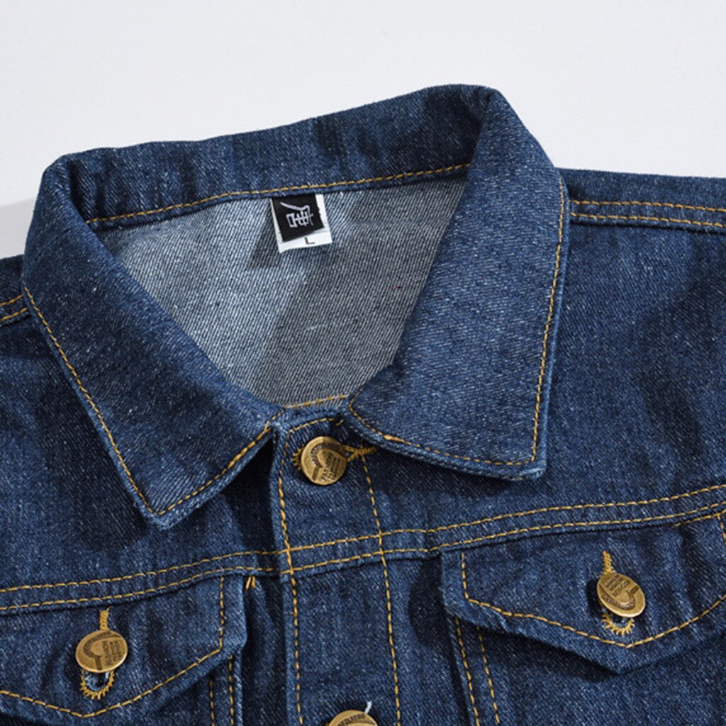 Classic Denim Jacket Spring Autumn Wear Casual Turn-down Collar Solid Wearable Denim Wearablejacket Men Long Sleeve G3