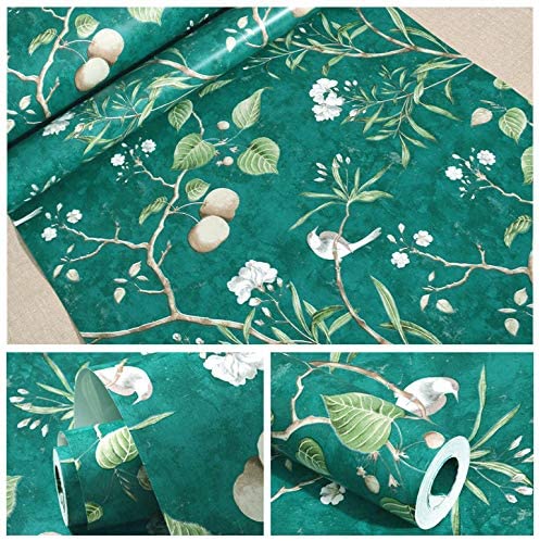 Luckyyj Schil En Stok Groen Behang Bloem & Vogel Zelfklevende Decor Contact Papier Waterdicht Verwijderbare Stickers Vinyl Film: 45x300cm