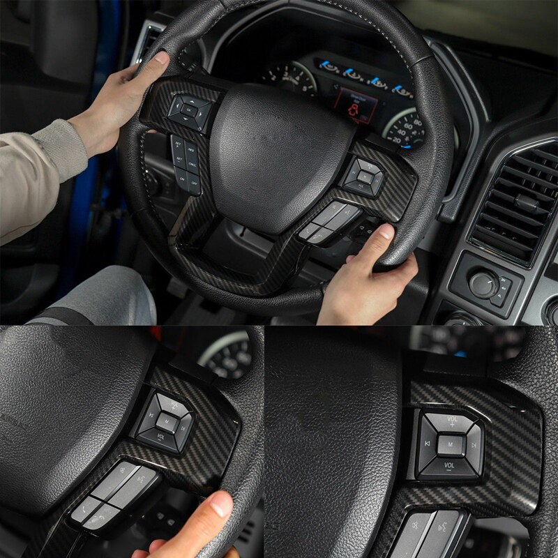 Auto koolstofvezel stuurwiel sierlijst paneel afdekking voor ford  f150 accessoires