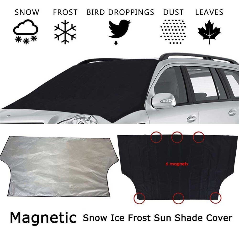 S Zwart/Zilver 6 Sterke Magneet Auto Sneeuw Doek Sneeuw Ijs Shield Voor Voorruit Winter Auto Voorruit + Opbergtas