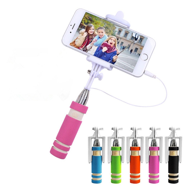Schattige mini spons opvouwbare selfie stick uitschuifbare mobiele telefoon camera monopod portret handheld voor iphone 6 6s plus 5 5s se 5