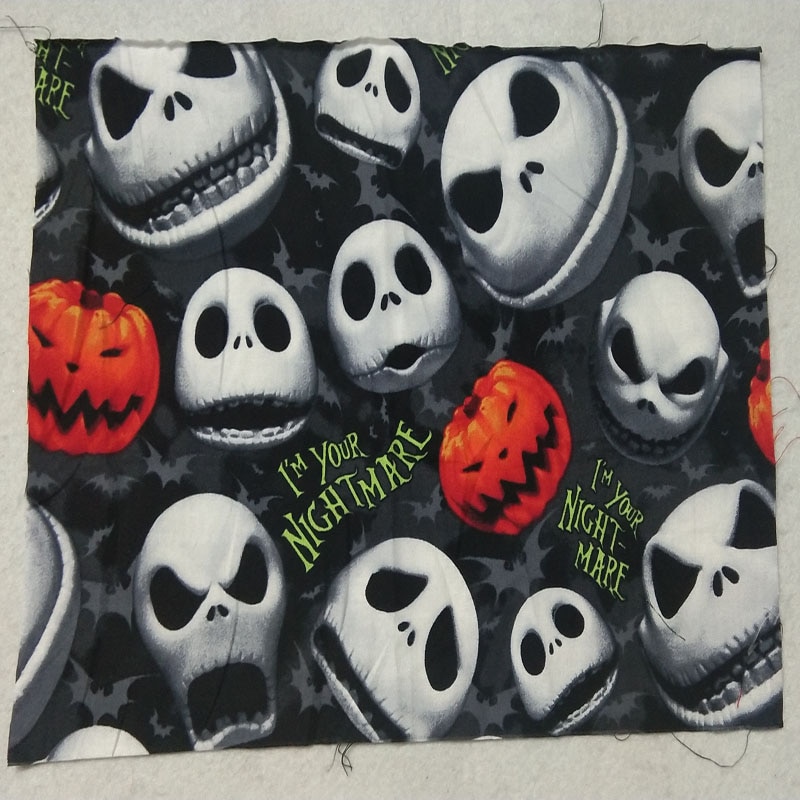 3 uds. Paquete de tela de algodón estampado de calavera de 30cm Estilo Vintage Punk, bonita Flor de Halloween, tela de muñeca de costura de Patchwork, decoración para y hogar