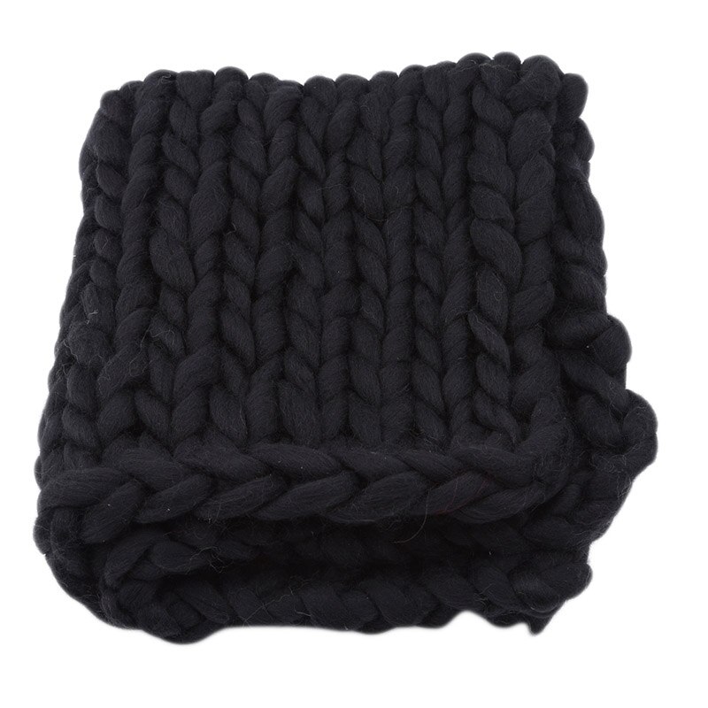 Cartoon Wool Crochet Baby Blanket Newborn Photography Props Chunky Knit Blanket Basket Filler 8 colors: black