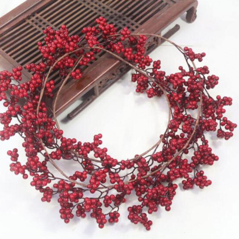 -5.9 Ft Kerstmis Rode Bes Guirlande Kunstmatige Bordeaux Rode Pip Kerstmis Garland Haard Decoraties Decor