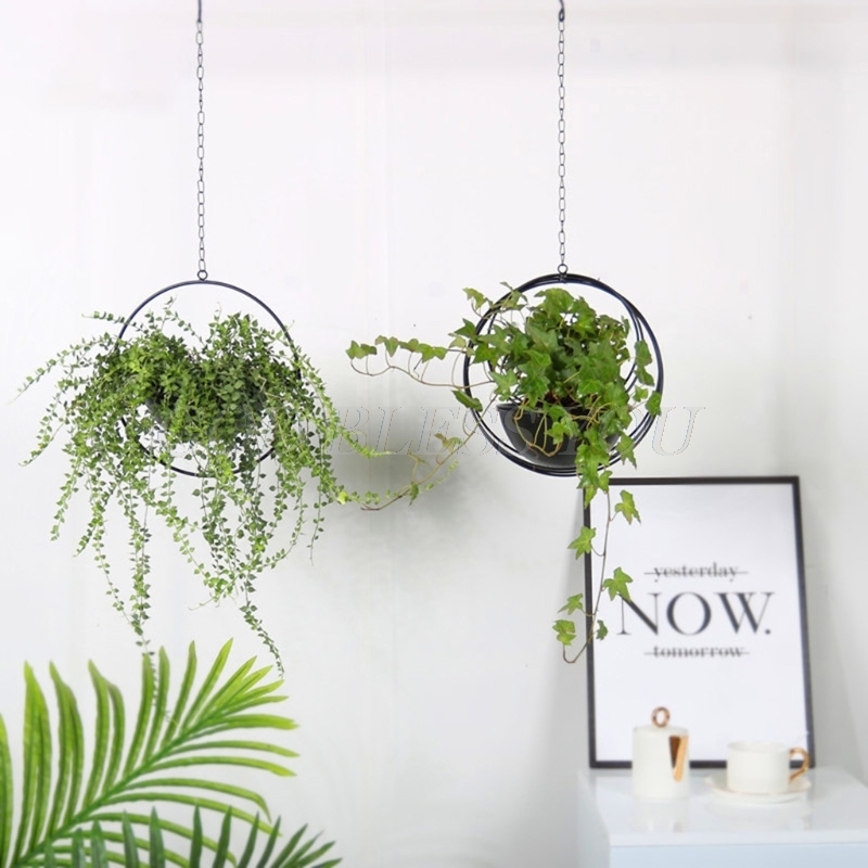 Geometric Metal Iron Plant Hanger Hanging Basket Ceiling Planter Flower Pot Holder Garden Balcony Decoration