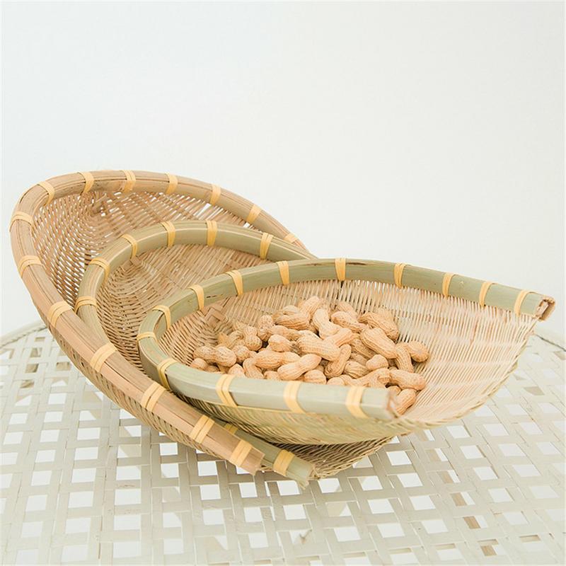 Farmhouse bamboo weaving basket Open bamboo sieve hand-woven drying bamboo basket fruit and vegetable storage