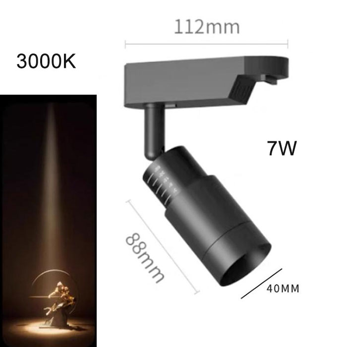 Schwarz Weiß Zoombar 3 ° /8 ° /15 ° /24 ° /36 ° /45 ° /60 ° 3000K LED-Schienenbeleuchtung, verstellbare Schienenlampenköpfe mit Strahlgrad für Akzenttacken: Dunkelblau