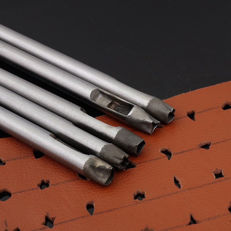 Set van 37 holle ponsen, stalen bloemgatengereedschap, leren horlogebandpons, doe-het-zelf voor portemonnee- en riemdecoratie, diverse vormen 5mm
