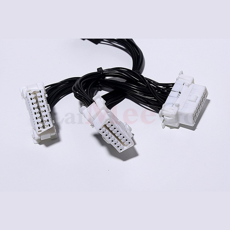 Car Diagnostic Electronic Wire Cable OBD2 16PIN Male to 3 Female For ELM327 OBD2 16PIN Connector Adapter White Wire