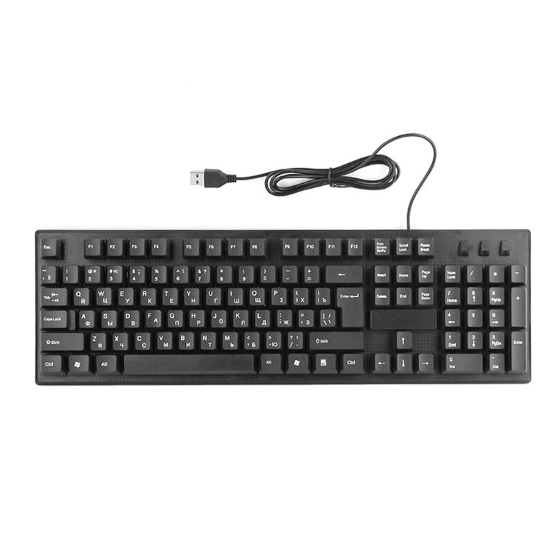 USB Wired Silent Keyboard Waterproof Office 104 Keys Keyboard for Desktop 28GE