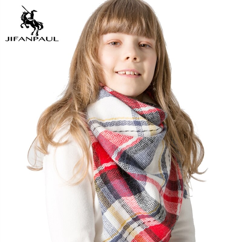 JIFANPAUL scarf autumn and winter imitation cashmere children's plaid scarf retro shawl scarf unisex