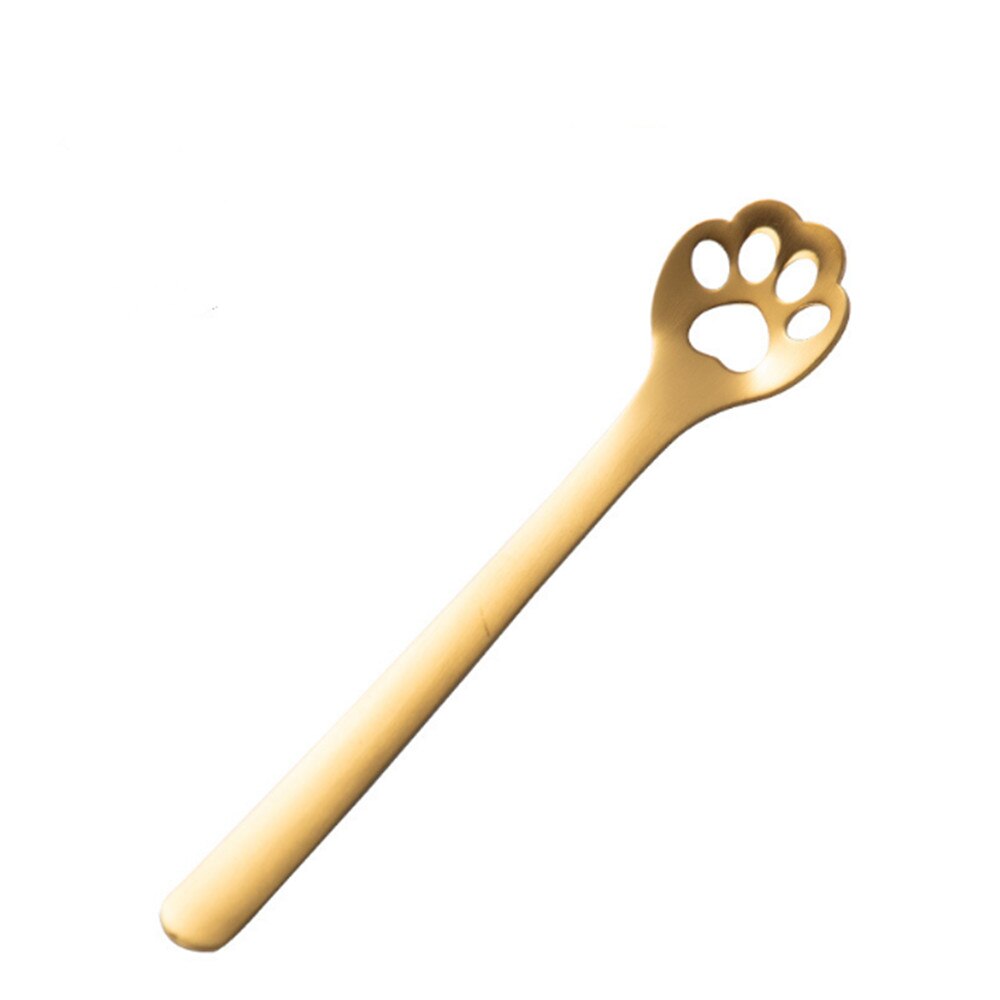 Cuillère à Long manche café | Dessin animé en acier inoxydable, griffe de chat, couverts de café, outils pour boire, gâteau mélanger le sucre, soupe Dessert cuillère à thé: 4